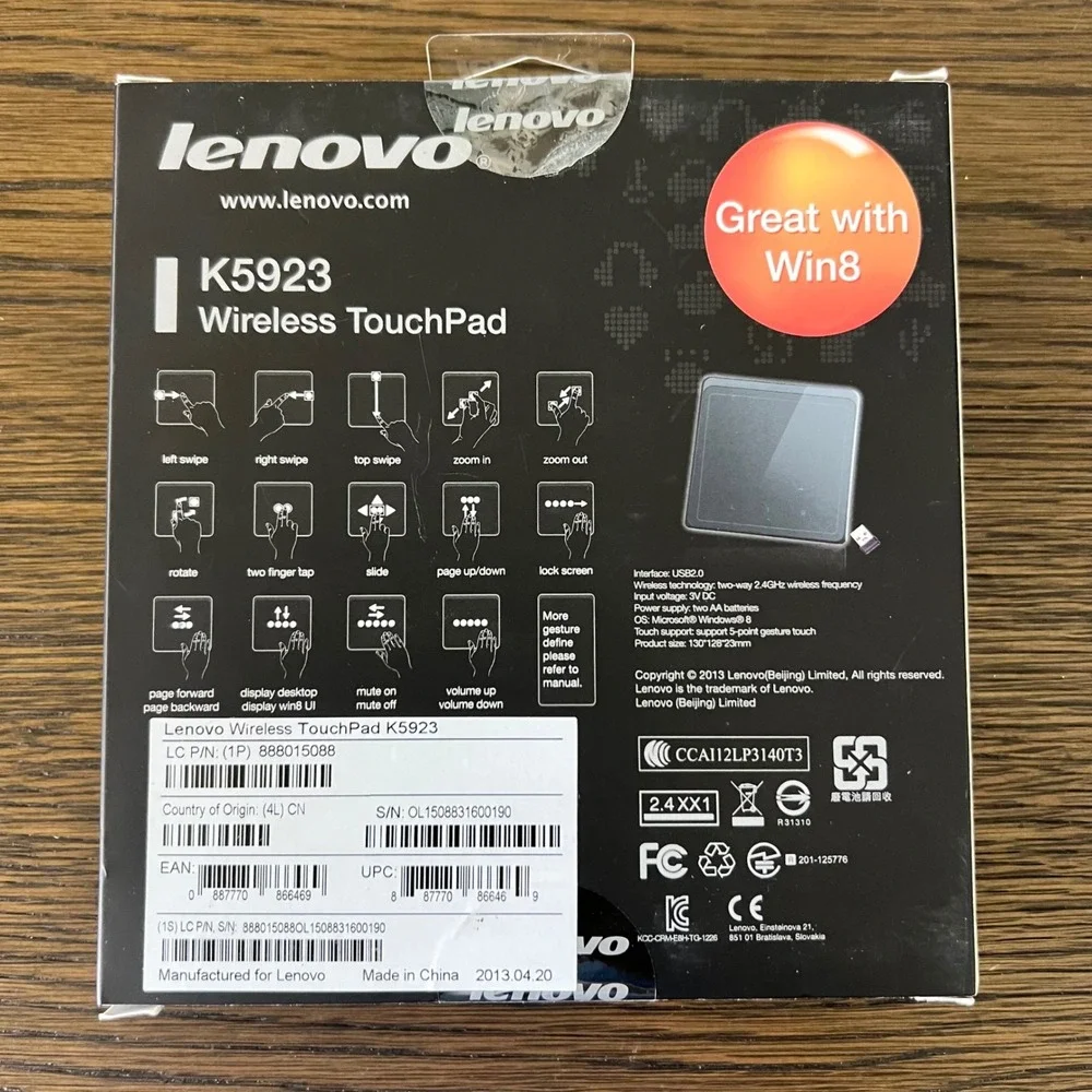 Lenovo‎ K5923 2.4G Wireless Mouse Multi Touchpad Mice For Windows 10/8 XP Linux